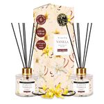 Soul & Scents Vanilla Reed Diffuser Set|Free 6 Fiber Reed Sticks with Each|Toxin Free & Stress Relief|Long Lasting|Smoke Less Room Freshener for Home, Bedroom|Pack of 2-120ml Each