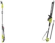 Ryobi RY18PLA-0 18V ONE+ Cordless 32mm Bypass Pole Lopper (Bare Tool) & ONE+ 18V OPT1845 Cordless Pole Hedge Trimmer, 45cm Blade (Body Only), Green, Black
