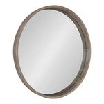 Kate and Laurel Hutton Round Wood Wall Mirror, 30" Diameter, Gray