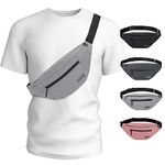 Large Gray Fanny Pack for Women Men with 4-Zipper Pockets Gifts for Enjoy Festival Sports Workout Traveling Running Casual Hands-Free Water-Resistant Sling Waist Pack Pouch Carrying of Phones