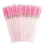 100 Pack Multicolor Disposable Mascara Wands Disposable Eyelash Mascara Eyebrow Brushes Applicator Makeup Cosmetic Brush with Crystal Handle for Eyelash Extensions Mascara Use Extension Supplies Applicator Makeup Brush Kits (100PCS Pink)