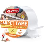 XFasten Carpet Tape Double Sided - 4” x 30 yds Carpet Tape for Area Rugs over Carpet, Outdoor Double Sided Rug Tape for Carpet, Ideal Carpet Tape for Carpet to Carpet, Hardwood Floors, Laminate, Tile