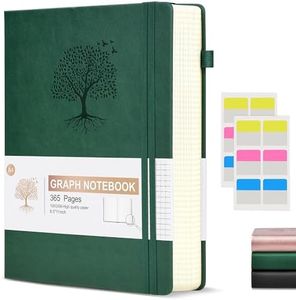 Ansopu Graph Paper Notebook Journal, 360 Numbered Pages Grid Notebooks 8.5 x 11, Thick 100gsm Paper Graphing Notebook Journals for Women Men, A4 Large Hardcover Graph Leather Notebook Green
