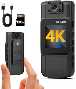 Anweller 4K Body Camera with Audio and Video Recording,128G Mini Wearable Body Cam with 180° Rotating Lens&Night Vision,15Hrs Battery Portable Cameras for Sports Travel and Police Law Enforcement