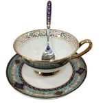 Silver Martini White Elegant British Finest Bone China Tea Cup I Made of Real Bone China I Very Thin and Light in Weight I with Gift Box Pack of 2