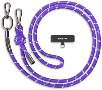 MAGEASY Universal Cell Phone Lanyard - Anti-Theft Thick Rope Crossbody Phone Strap for iPhone 16 Pro Max & Most Smartphones, for Men & Women | 8.3mm Pruple/Green