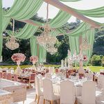 Ceiling Drapes Wedding Arch Drapes Chiffon Arch Draping 2 Panels 5x20 FT Sage Green Ceiling Decorations Sheer Backdrop Curtain for Parties Tulle Fabric Arbor Drapery Swag Ceiling Curtains for Events