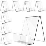 8 Pack Acrylic Book Stand Clear Acrylic Display Easel Cookbook Holder with Ledge for Displaying Picture Albums, Books, Music Sheets, Notebooks, CDs (With baffle)