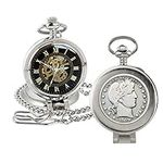 Coin Pocket Watch with Skeleton Mov