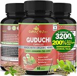 Organic Giloy Guduchi Capsules 3200mg & Ashwagandha, Licorice, Holy Basil Tulsi | Immune System Booster, Healthy Liver Detox Cleanse Support Supplement |Anxiety Stress Relief Extract, 2 Months Supply