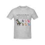 Vlagots Personalized Grandpasaurus Shirt for Dad Grandpa, Custom Dad Shirt with Kid Names,Funny Gift for Papa Grandpa Husband Grey