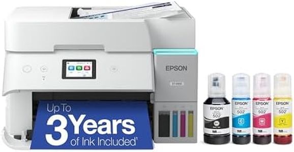 Epson EcoTank ET-4950 Wireless All-in-One Color Supertank Printer with up to 3 Years of Ink, Refillable Tanks, Perfect for Office, 18 PPM, 2.4" Color Touchscreen, Auto Document Feeder – White