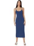 Aahwan Solid Blue Spaghetti Strap Neck Midi Bodycone Casual Dress for Women's & Girls' (256-Blue-L)