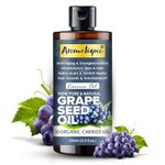 Aromatique Pure Grape Seed Oil For Hair & Skin- Lightweight Moisturizer for Skin, Hair & Nails, Cold-Pressed, Non-Greasy Carrier Oil For Essential Oil Mixing 200ml