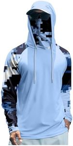 Fishing Hoodies for Men with Face Mask Camouflage Long Sleeve Sun Shirts UV Protection Sunshirt Quick Dry Hiking Clothes Breathable Sun Protection Clothing Men Construction Workwear Summer Hoodies