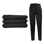 Natural Uniforms Classic 6 Pocket Black Chef Pants with Multi-Pack Quantities Available (3, Medium)