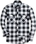 siliteelon Mens Flannel Shirts Country Checked Men's Shirt White Check Shirt Regular fit Plaid Shirt Cotton Lumberjack