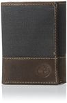 Timberland Men's Canvas & Leather Trifold Wallet, Blue, One Size