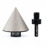 Diamond Beveling Chamfer Bit, Countersink Drill Bit for 50mm Hole Enlarging Trimming in Porcelain, Ceramic Tiles M14 Thread for Angle Grinders & 10mm Hex Shank Adapter for Drills