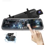 10'' Mirror Dash Cam 1080P Night Vision Full Touch Screen Front and Rear View Mirror Backup Camera Waterproof Dashcams for Cars Loop Recording Streaming Media Parking Assistance with 10 Meters Cable