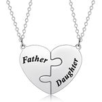 CERSLIMO Mother Father Gifts from Daughter Son - Father and Daughter Heart Matching Necklace Set for 2 | Fathers Gifts Christmas Gitfs for Dad Jewellery | Daughter's Birthday Gifts from Dad, Silver