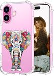 Hungo Case for Women Phone Girls Clear Design Cute,Girly Designer Aesthetic Case Compatible with Phone Mandala Floral Elephant Animal Flower Ethnic Indian