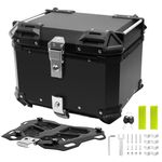 XIUWK Motorcycle Top Case, 45L Aluminum Motorcycle Trunk, Motorcycle Tail Box Bag with Anti-Theft Lock System, Waterproof, Rustproof and Dustproof, Easy Installation with Universal Bracket, Black