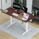 Jin Office Vertex Manual Height Adjustable Standing Desk| Hand Crank Height Adjustable Table| Sit Stand Desk| Ergonomic Table, 3 Year Warranty,80 Kg Wt. Cap| White & Brown| 1200*750mm/ 25MM Thick Top