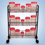 D&V ENGINEERING - Creative in innovation 3-Tier Kitchen Rack Organizer, Kitchen Trolley, Rolling Cart with Wheels for Kitchen to Storage Vegetables,Spice Jars, Small kitchenware - Black