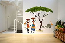 Decals Design 'Artistic Tribal Ladies with Animals Nature' Wall Sticker (PVC Vinyl, 60 cm x 90 cm, Multicolour)