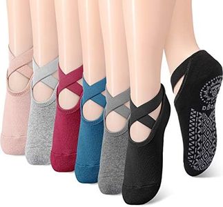 Geyoga 6 Pairs Pilates Socks for Women Barre Socks Yoga Ballet Dance Nonslip Socks with Grip Straps for Barefoot Workout, Assorted Color