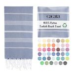 Cacala 100% Cotton Pestemal Turkish Bath Towel, 37 x 70", Grey Blue