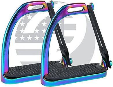 RIDING GEARS 4.75’’, 5’’ Rainbow color Peacock Horse Stirrups Equestrian Safety Iron Fillis Stirrups (4.75 Inch)
