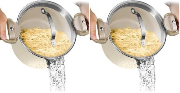 GOTHAM STEEL Stock Pot Multipurpose Pasta Pot with Strainer Lid, 5 Quarts (Pack of 2)