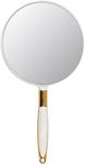 Eaoundm Round Hand Held Mirror for Makeup Hand Mirror (6.9W X 13 L inchs, White)