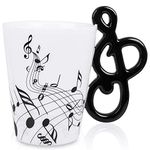 LanHong - 13.5 oz Music Mug Musical Notes Design Coffee Cup Ceramic Music Musical Notes Cup Gift for Friend