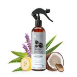 kin+kind Dog Coat Spray (12 fl oz) - Deodorizing Patchouli Formula with Long Lasting Dog Cologne Scent with Aloe Vera - Safe, Natural Odor Eliminator for Dogs - Made in USA (Charcoal)