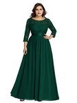 Ever-Pretty Womens Plus Size Floor-Length Black Tie Evening Prom Gown Dark Green US26