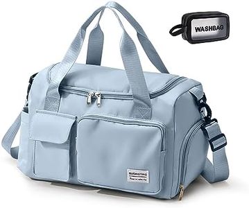 Small Gym Bag for Women, Waterproof Travel Duffle Bag Carry On Weekender Bag with Shoe Compartment & Wet Pocket, 07#Sky Blue