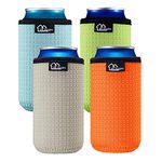 WK IEASON 16oz Can Sleeves Insulators Neoprene Standard Can Covers Coolers Holder Non-Slip Neoprene Can Coolie (16OZ，Green/Orange/Grey/Light Blue)