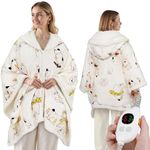 Templewet Heated Blanket Wearable Shawl - Electric Blanket Wrap Poncho Hoodie with 6 Heat Levels & 9 Hours Auto Off,Gifts for Women,Home Office Use,Machine Washable,50"x60"(Cat)