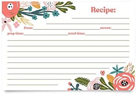 Jot & Mark Floral Recipe Cards 4x6 | Double Sided Thick Cardstock, 50 Count (Garden Floral)