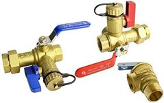 HYDRO MASTER Tankless Water Heater Service Valve Kit with Pressure Relief Valve 3/4-Inch IPS Isolator Clean Brass