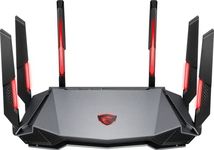 MSI Radix AXE6600 WiFi 6E Tri-Band Gaming RGB Router, AI QoS, 1.8GHz Quad-Core Processor, MU-MIMO, Tri Band Gigabit Wireless, 8-Stream, High Speed Long Range Gaming Router