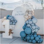 Dusty Blue Balloon Garland Kit - 125pcs Blue Balloon Arch kit with Dusty Blue, Baby Blue, Sand White, White Balloons - Perfect for Baby Shower Wedding Boy Birthday Decoration