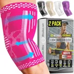 BLITZU 2 Pack Elbow Brace Support, Elbow Compression Sleeve Orthopedic Pain Relief for Golfer's, Tennis Elbow, Arthritis, Bursitis, Tendonitis Treatment, Workout, Fitness & Weightlifting. Pink M