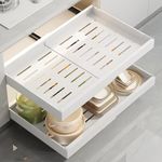 UASJKH Expandable Pull Out Cabinet Organizer,Peel and Stick Slide Out Drawers,Adjustable Pull Out Drawer for Kitchen,Pantry, Bathroom, Storage Organization