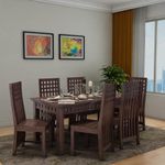 Porash Furniture Solid Sheesham Wood 6 Seater Dining Table with 6 Chairs for Living Room Home Office Dining Room Wooden Furniture Dinner Table Set (Walnut Finish)