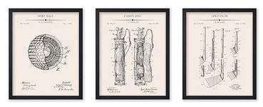 Poster Master 3-Piece Golf Blueprint Poster - Golf Ball Patent Print - Caddy Bag Art - Golf Club Art - Sports Art - Technical Drawing Art - Great Office or Gym Wall Decor - 11x14 UNFRAMED Wall Art