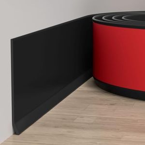 Duzzy Flexible Baseboard Molding Trim, 4 Inch(W) x 200 Feet(L) Peel and Stick Rubber Wall Trim Molding, Self-Adhesive Vinyl Wall Base Cove Base